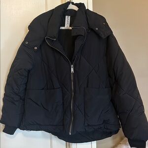 Free People Jacket Womens L Emmy Swing Puffer Coat Black $168
